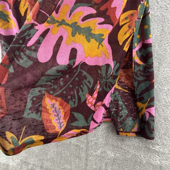 GILI Cardigan Women XXS Burgundy Floral Long Open Front Long Sleeve Boho Art - Picture 8 of 13